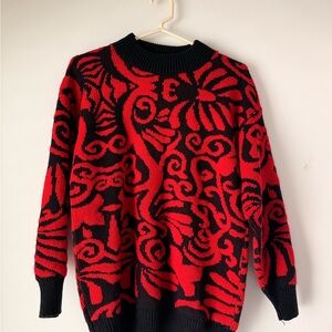 Red and Black Patterned Sweater